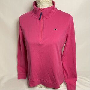 Vineyard Vines Pink Quarter Zip Pullover Womens Large Cotton Long Sleeve Classic